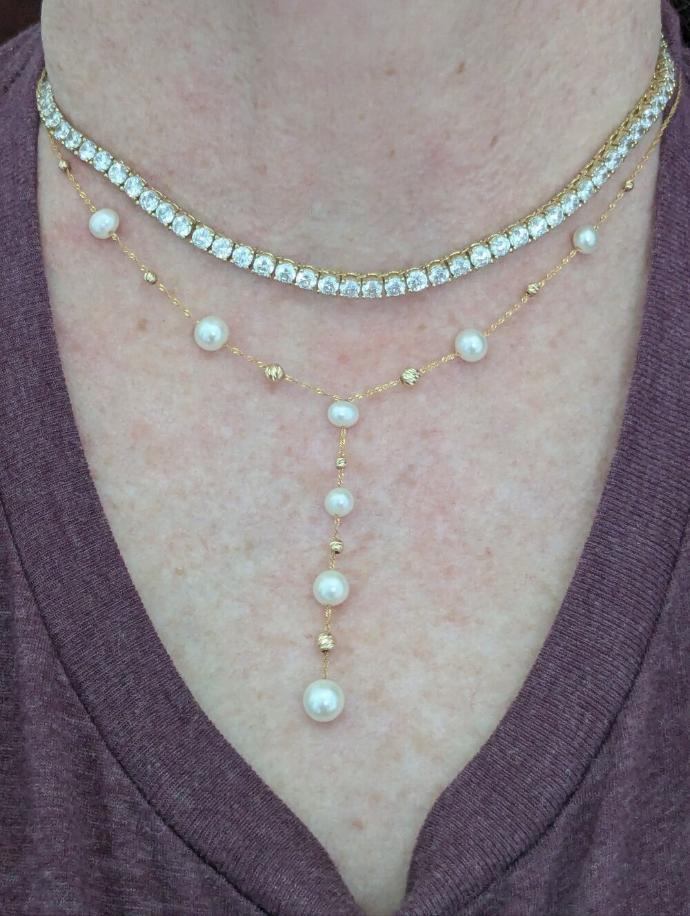 Effy 14k Yellow Gold White Pearl Lariat Drop Necklace R. H Macy&Co Fine Jewelry